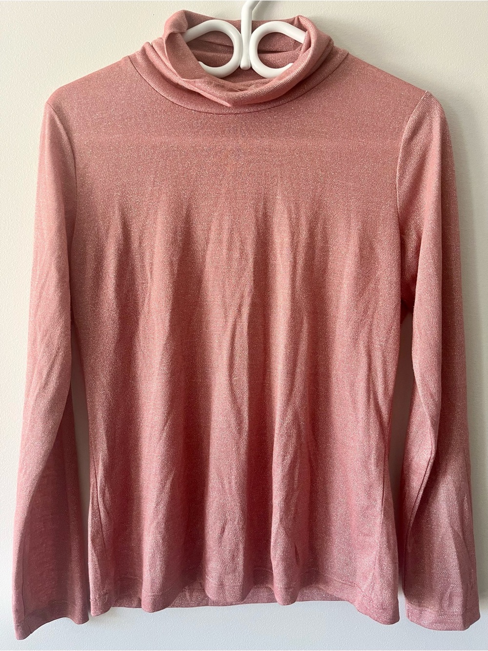 St. Emile Metallic Pink Turtleneck Top